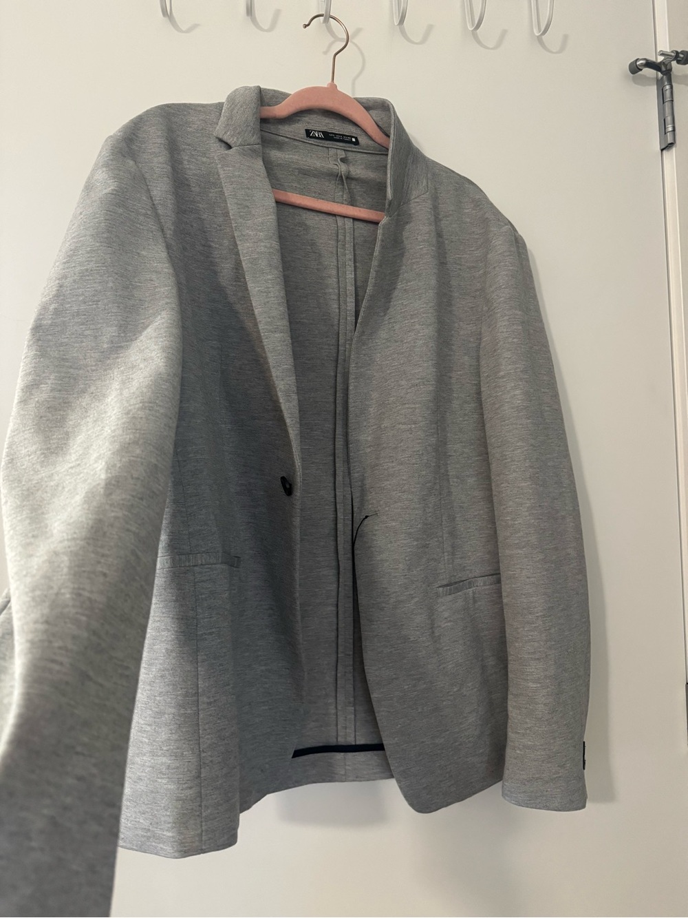 Zara Gray Knit Single-Button Blazer